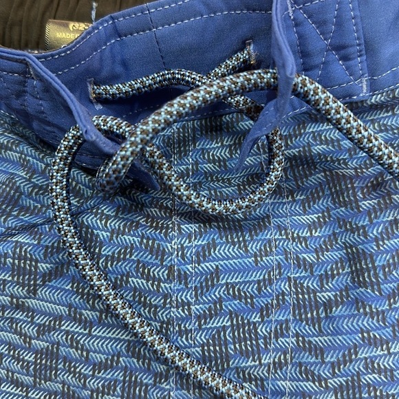 George Blue/Black Chevron Elastic Back Swim Trunks Pull Tie Front 32-34 Medium - Picture 8 of 9